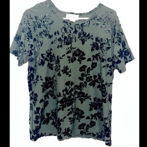 Womens vintage velvet dark green top